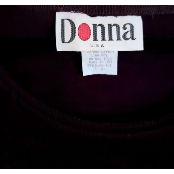 Donna USA 3XL Vintage Tunic Top‎ Slinky Shoulder Pads LS Round Neck - Picture 5 of 9